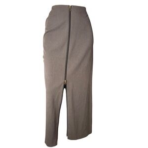 Seasons Vintage Grey Maxi Skirt Full Front Zipper 90s  Office Siren Edgy Sz  4